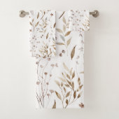 Rustieke Boho Aquarel Bruine Herfst Bloemige Botan Bad Handdoek (Insitu)