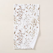 Rustieke Boho Aquarel Bruine Herfst Bloemige Botan Bad Handdoek (Handdoek)