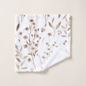 Rustieke Boho Aquarel Bruine Herfst Bloemige Botan Bad Handdoek (Wasdoekje)