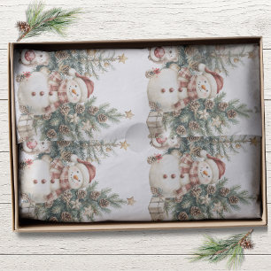 Rustieke BOHO Aquarel Sneeuwman Kerstmis Tissuepapier
