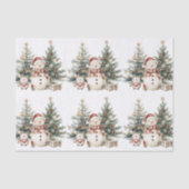 Rustieke BOHO Aquarel Sneeuwman Kerstmis Tissuepapier (Voorkant)