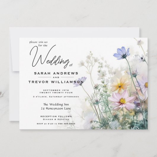 Rustieke Boho Aquarel Wilde Bloemen Kaart (Voorkant)