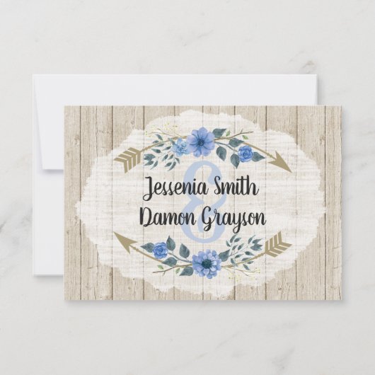 Rustieke Boho Arrows Waterverf Bloemenbruiloft RSV RSVP Kaartje (Achterkant)