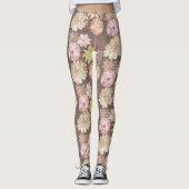 Rustieke Boho Asfalt Bloem Motief Leggings (Voorkant)