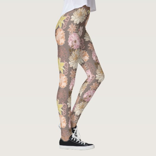Rustieke Boho Asfalt Bloem Motief Leggings (Rechts)