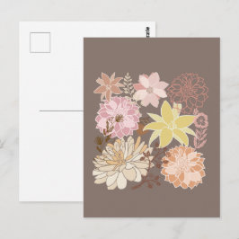 Rustieke Boho Asfalt Bloemmotief  Briefkaart
