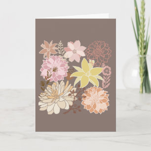 Rustieke Boho Asfalt Bloemmotief Kaart