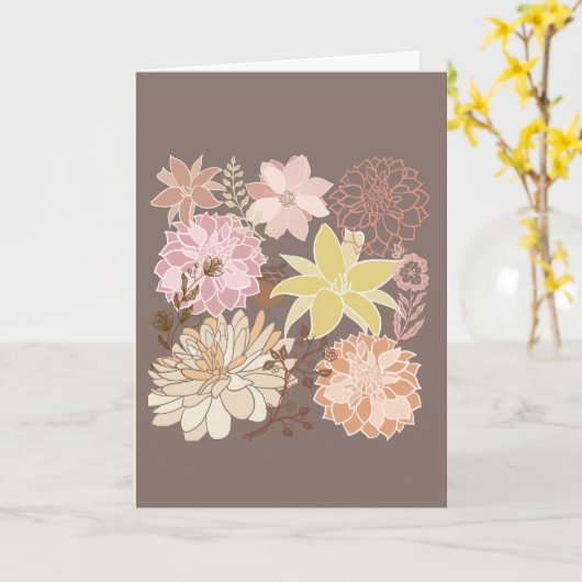 Rustieke Boho Asfalt Bloemmotief Kaart (Gele Bloem)