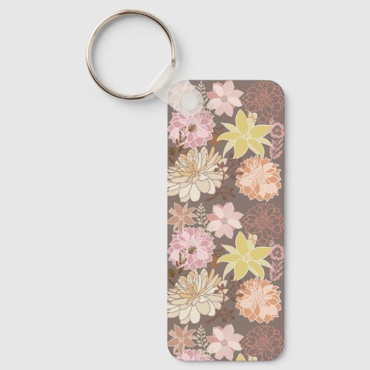 Rustieke Boho Asfalt Bloemmotief Sleutelhanger (Voorkant)