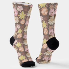 Rustieke Boho Asfalt Bloemmotief  Sokken
