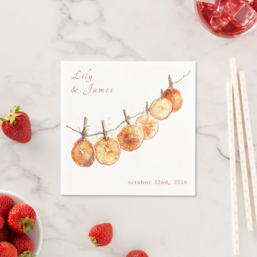 Rustieke Boho Autumn Dried Sinaasappel Garland bru Servet (Insitu)