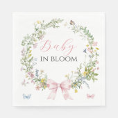 Rustieke Boho Baby in Bloom Pink Bow Baby shower Servet (Voorkant)