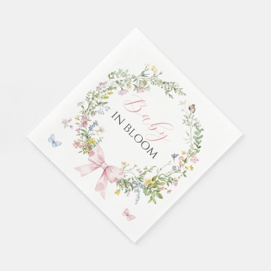 Rustieke Boho Baby in Bloom Pink Bow Baby shower Servet (Hoek)