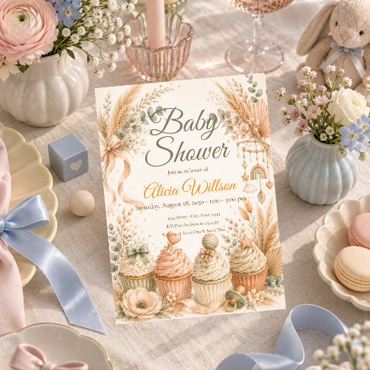 Rustieke Boho Baby Shower Kaart