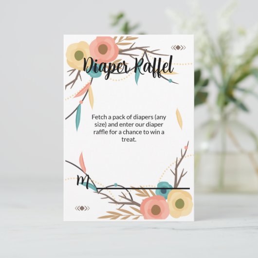 Rustieke Boho Baby Shower Luier Raffle Informatiekaartje (Staand voorkant)