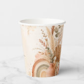 Rustieke Boho Baby Shower Papieren Beker (Achterkant)