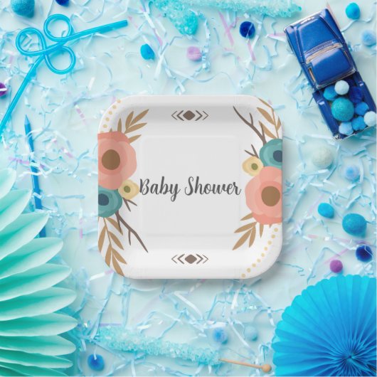 Rustieke Boho Baby Shower Papieren Bordje (Feest)