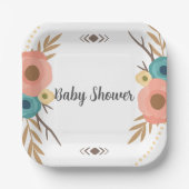 Rustieke Boho Baby Shower Papieren Bordje (Voorkant)