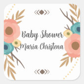 Rustieke Boho Baby Shower Vierkante Sticker (Voorkant)