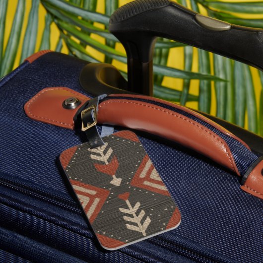 Rustieke Boho Bagage Label Terracotta Print (Voorkant Insitu 1)