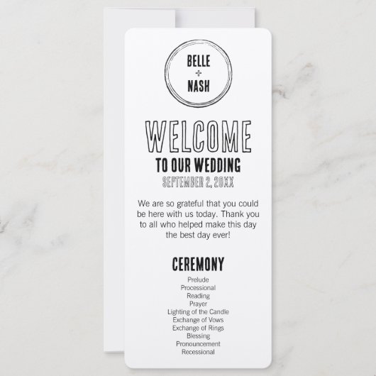 Rustieke Boho Barn bruiloft programma met foto (Voorkant)