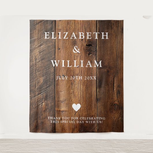 Rustieke Boho Barn Wood Photo Booth Achtergrond Wandkleed (Voorkant)