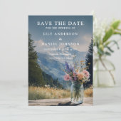 Rustieke Boho Berg Bloemstuk Metson Huwelijk Save The Date (Staand voorkant)
