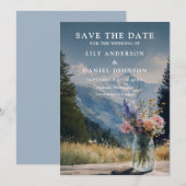 Rustieke Boho Berg Bloemstuk Metson Huwelijk Save The Date (Voorkant / Achterkant)