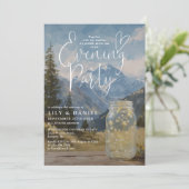 Rustieke Boho Berg Mason Jar Avondfeest Kaart (Staand voorkant)