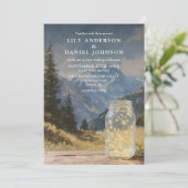 Rustieke Boho Berg Mason Jar Foto Bruiloft Kaart (Staand voorkant)