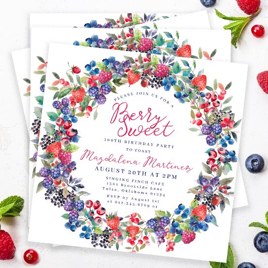 Rustieke Boho Berry Sweet zomer 100e verjaardag Kaart