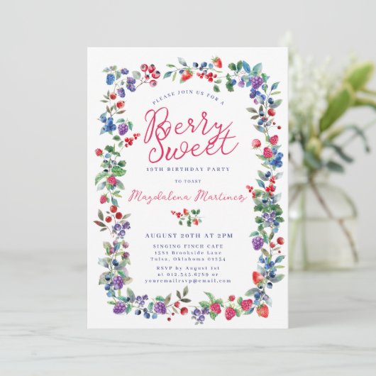 Rustieke Boho Berry Sweet zomer 19e verjaardag Kaart (Staand voorkant)