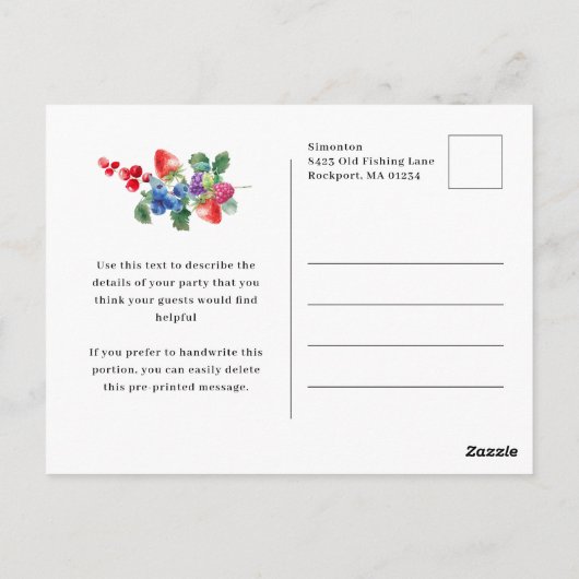 Rustieke Boho Berry Sweet Zomer 21e uitnodiging (Achterkant)