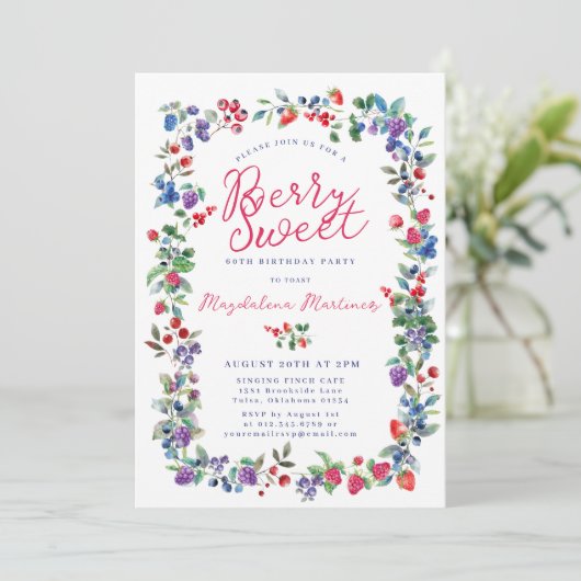 Rustieke Boho Berry Sweet zomer 60e verjaardag Kaart (Staand voorkant)