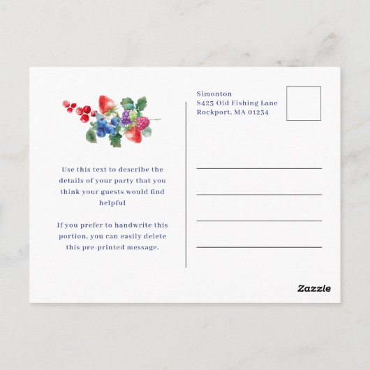 Rustieke Boho Berry Sweet Zomer 90e uitnodiging (Achterkant)