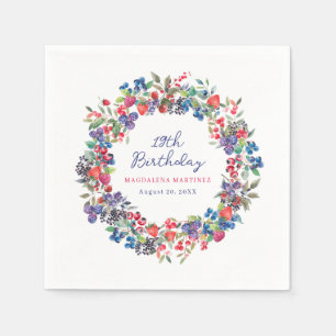 Rustieke Boho Berry zomer 19e verjaardag Servet