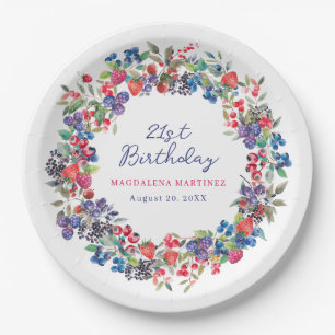 Rustieke Boho Berry Zomer 21e Verjaardag Custom Papieren Bordje