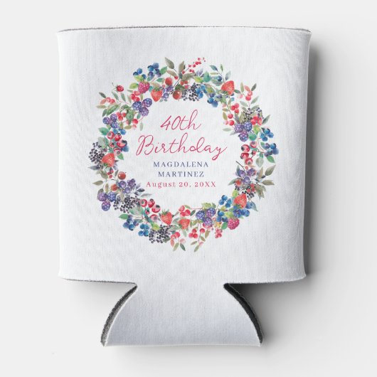 Rustieke Boho Berry Zomer 40e Verjaardag Custom Blikjeskoeler (Voorkant)