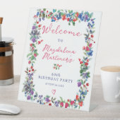 Rustieke Boho Berry zomer 40e verjaardag Welkom Reclamebord Met Voetstuk (Insitu)
