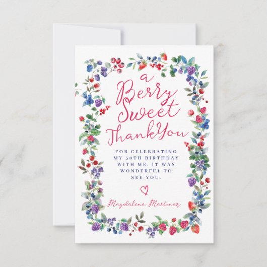 Rustieke Boho Berry Zomer 50e Verjaardag Flat Bedankkaart (Voorkant)