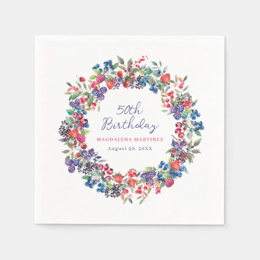 Rustieke Boho Berry Zomer 50e Verjaardag Servet (Voorkant)