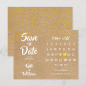 Rustieke Boho Bewaar de Datum Agenda Gouden Hart Aankondigingskaart (Voorkant / Achterkant)