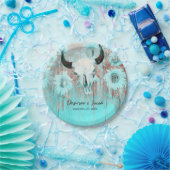 Rustieke Boho Blauwgroen Westerne Zonnebloemen Bul Papieren Bordje (Feest)