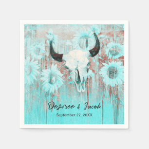 Rustieke Boho Blauwgroen Westerne Zonnebloemen Bul Servet