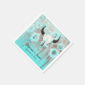 Rustieke Boho Blauwgroen Westerne Zonnebloemen Bul Servet (Hoek)