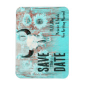 Rustieke Boho Blauwgroen Zonnebloemen Westerne Koe Magneet (Verticaal)