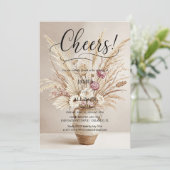 Rustieke Boho Blij Neutral Bloemige Uitnodiging  (Staand voorkant)