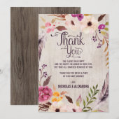 Rustieke Boho Bloem Aankondigingskaart voor Baby S Bedankkaart (Voorkant / Achterkant)