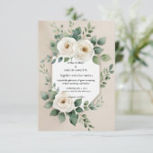 Rustieke Boho Bloem Elegante Witte Rozen Save The Date (Staand voorkant)