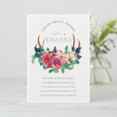 Rustieke Boho Bloem Herten Geweien Bruidsmeisjesfe Bedankkaart (Staand voorkant)